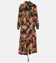 [Junya Watanabe] Junya Watanabe Georgette and jersey midi dress AU 10 black