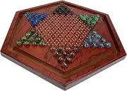 BCOATH Chinese Checkers Wooden Hexagon Board Family Fun Game Wooden Chess Pieces Handmade