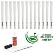 Karma - 13 piece WHITE Golf Grip Kit (with tape, solvent, vise clamp) - MIDSIZE