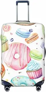 [CADREWY] Cupcakes Donuts Muffins Sugar Print Travel Suitcase Cover Luggage Protector with Elastic Anti Scratch for Carry On, Black, Small