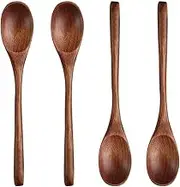 Long handle Wooden Spoon For Mixing Coffee Tea Jam and Bath Salt In Kitchen, Environmentally Friendly Table Spoon, 8.6 Inches