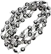 Evil Eye Link Charm Chain for Handmade Jewelry Stainless Steel Bead Chain for DIY Bracelets Necklaces Decorative Crafts Multi Colored Evil