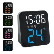 USB Digital LED Alarm Clock Wall Clock Temperature Display Adjustable Night Lamp