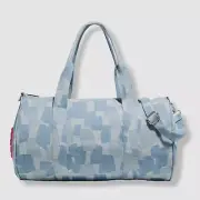 $70 Bari Lynn Girl's Blue Denim Love Patch Duffel Bag