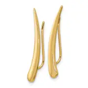 14K Yellow Gold Pointed Ear Climber Earrings