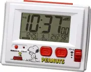 RHYTHM Snoopy Alarm Clock Radio Clock with Temperature and Hygrometer 8RZ126RH03