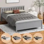 ALFORDSON King Size Wooden Bed Frame Base Fabiano Series with Headboard & Tailboard, Elegant Slatted Design with Solid Pine Wood Construction for Home Bedroom, Modern Scandinavian Style, Grey