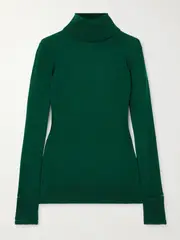 [Chloé] Chloé - Pointelle-knit Wool Turtleneck Sweater - Forest green - small small Green