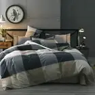 Modern Plaid Duvet Cover Twin Geometric Grid Bedding Set 100% Cotton Checkere...