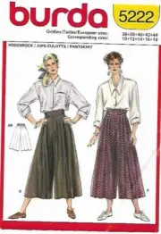A117 BURDA 5222: PANTSKIRT SIZE 10-18 SEWING PATTERN