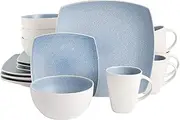 Gibson Elite Soho Lounge Reactive Glaze Stoneware Dinnerware Set, Service for 4 (16pc), Aqua Blue