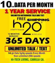 H2O H20 SIM WITH ✅ 1 YEAR UNLIMITED Talk/Text ✅ + 10gb DATA Per Month!
