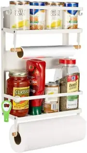 Magnetic Spice Rack for Refrigerator, Multi-Tier Magnetic Shelf Fridge Organizer
