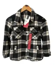 Members Mark Girls Black White Plaid Shacket Pockets Relaxed Fit Sz S 6/6X NEW