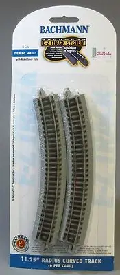 BACHMANN 44801 N SCALE E-Z TRACK 11.25" RADIUS CURVE (6) PIECES ez BAC44801 NEW
