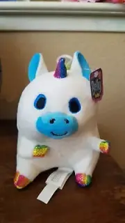 Belly Buddies Unicorn 6" Plush White, Rainbow Soft Plush Toy-NancoW Belly Buddy
