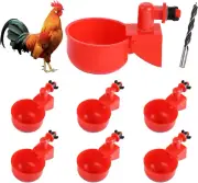 Chicken Water Cups, 6Pcs Automatic Chicken Water Feeder, Poultry Waterer Kit Sui