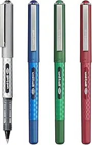 Uni-Ball UB-157D Liquid Ink Rollerball Pen Set - 0.7mm - Pack of 4 - Black, Blue, Green Red