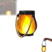 Dancing Flame Solar Lantern, Solar Charging Flame Effect Light, Vintage Outdoor Garden Lights, Create a Charming Night, 2 Lighting Modes for Garden Fence and Terrace Decoration (1PCS)