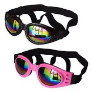 2 Pcs Dog Goggles, Adjustable Strap Dog Goggles Eye wear Black , Pink