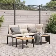 Patio Furniture Sets Garden Bench Set with Cushions 3 pcs Black Powder-Coated Steel