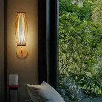 在飛比找Yahoo!奇摩拍賣優惠-日式壁燈創意臥室床頭竹絲壁燈竹編織茶室簡約禪意新中式竹壁燈具