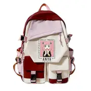 Spy X Family Anya Forger Backpacks Teens Back To School Shoulder Bag Girls Boys Schoolbag Canvas Bag Women Anime Canvas Backpack Red