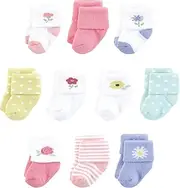 [Touched by Nature] Baby Infant Girl Organic Cotton Socks, Flower Market, 6-12 Months, Pink, Pink, 6-12 Months