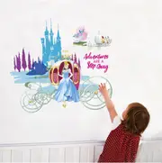 Wall Sticker Disney Princess Cinderella Pumpkin Cart Girl Removable Kids Decal