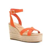 Vince Camuto Womens Orange Suede Platform Espadrille Wedge Sandals Sz 9 NIB
