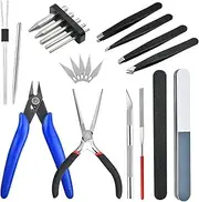 Worldity 22 Pieces Metal DIY Model Tool Sets Metal Earth Model Kits, 2 Nose Pliers and Tab Edge Cylinder Cone Shape Bending Assist Tools for 3D Metal Jigsaw Puzzles Assembly