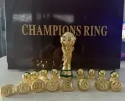 Messi 8 X Championship Ring & Ballon d’Or Set inc World Cup Trophy display box