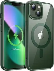 JETech Magnetic Case for iPhone 13 6.1-Inch Compatible with MagSafe, Shockproof Phone Bumper Cover, Solid Color Matte TPU Frame, Anti-Scratch Clear Back (Green)