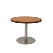 New Rapidline Coffee Table Stainless Steel Base Melamine 600mm Round Top Cherry