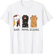 [X.Style] Funny Cat Rock Paper Scissors Cute Cat Paws Kids Toddler Boy ds441 T-Shirt (M) White