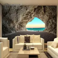 在飛比找樂天市場購物網優惠-電視背墻壁紙3d立體海墻佈客廳沙髮無縫壁畫影視墻紙