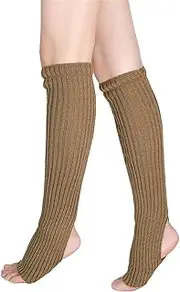 [Generic] Women's Winter Solid Color Knitted Socks Yoga Dance Foot Sleeves Wool Leg Protectors Stepping Feet Stacking Socks Christmas Decorations Rustic Stockings