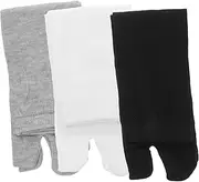 [CALLARON] 3Pairs Unisex Elastic Polyester Cotton Tabi Toe Socks for Men Women Comfortable Split Toe Design Black White and Grey for and Casual Wear