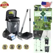 Effortless Dog Poop Trash Can Set with Long Handle Rake & 150 Waste Bags