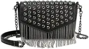 [Generic] Women Crossbody Handbag Purse Small Rivets Studded Tassel Shoulder Bag Clutch Gothic Punk Rock Party Funky Bag