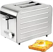 2/4/6 Slices Commercial Toaster, Stainless Steel Toaster with 7 Browning Levels, Frozen/Cancel/reheat Function, Auto Pop-up & Removable Crumb Tray for Home, Store, Hotel 2-Slices