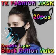 5/10/20pcs Cotton Face Mask Black Face Mask Double Layer Washable Fashion Mask