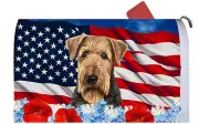 Airedale Terrier Patriotic Mail Box Cover