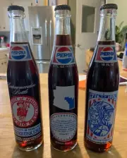 Assorted Commemorative Soda Bottles Pepsi- 7up- Dr Pepper