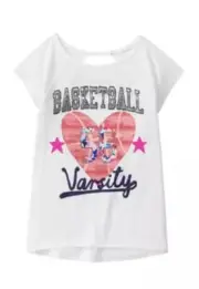 Gymboree Gymgo Basketball Varsity glitter tee shirt white top Girls NWT Xxs 3