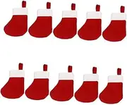 OKUMEYR 10pcs Christmas Cutlery Set Ornaments Christmas Holiday Silverware Holder Xmas Silverware Organizer Christmas Stocking Christmas Tableware Holder Red Non-woven Fabric