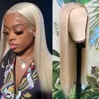 Ash Blonde 24 Inch Long Straight Synthetic Lace Front Wig for Women