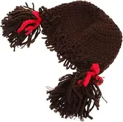 [HORIALENCE] Braided Wig Hat Knitted Woolen Beanie with Pigtails Cozy Ear Protection for Clown Costume Prop Fits Head Circumference Months