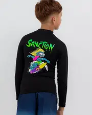 [Sanction] Sanction Boys' Gnarly Long Sleeve Rash Vest in Black Size 12 12 Black