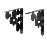 Ikea Ekby Mans Black Metal Wall Shelf Brackets Circles Dots 7" X 10" 501.687.04